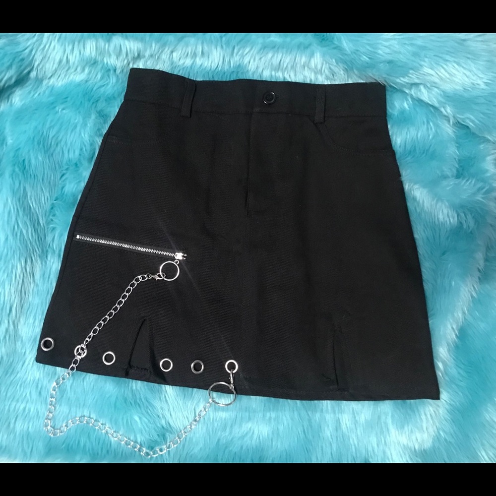 A-line mini skirt with chain detail